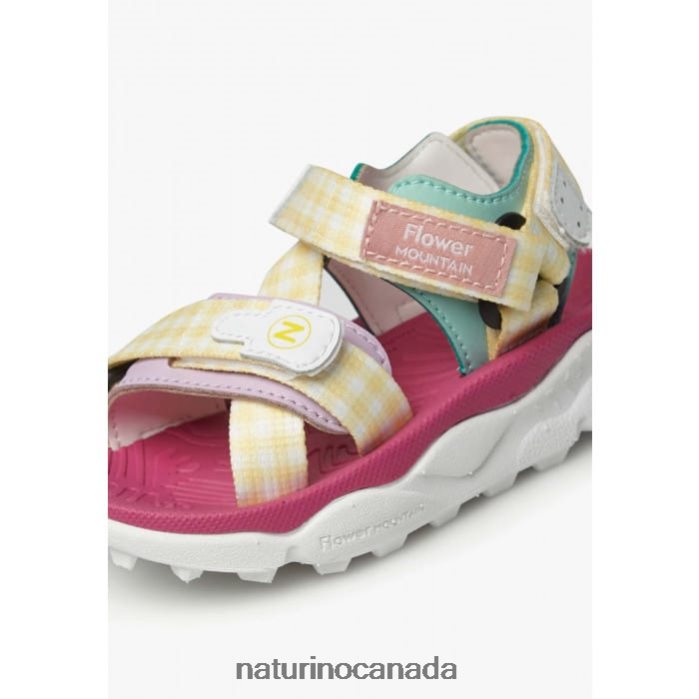 Kids NAZCA 2 JUNIOR Z2N0TL26 Naturino Faux Leather and Fabric Active Sandals Yellow-Pink