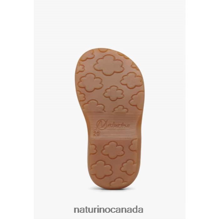 Kids QUARZO Z2N0TL230 Naturino Leather Sandals with Glitter Print Powder Pink