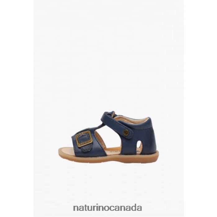 Kids QUARZO Z2N0TL284 Naturino Leather Sandals with Velcro Blue