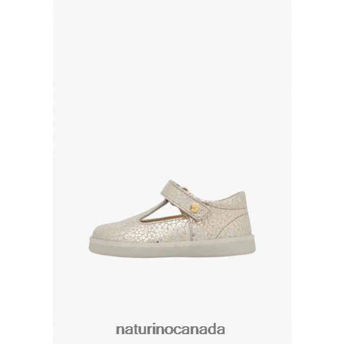 Kids SAMOMA VL Z2N0TL547 Naturino Semi-Closed Leather Sandals Platinum