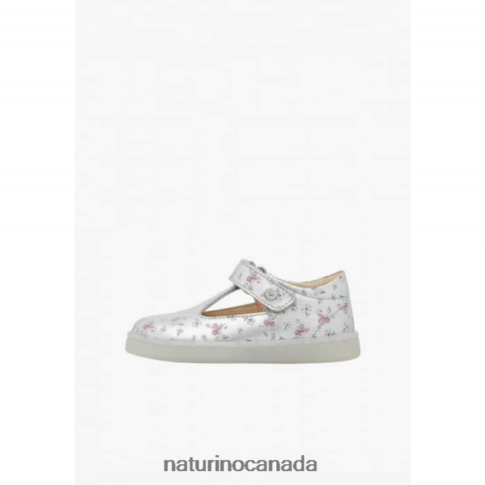 Kids SAMOMA VL Z2N0TL548 Naturino Semi-Closed Leather Sandals Silver