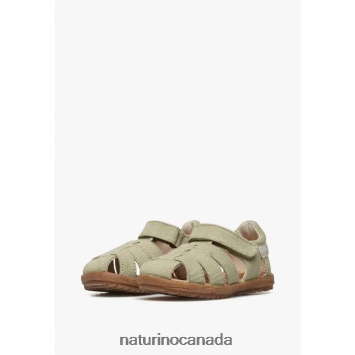 Kids SEE ORGANIC Z2N0TL21 Naturino Semi-Open Sandals In Organic Fabric Green