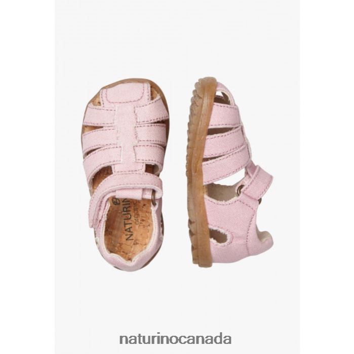 Kids SEE ORGANIC Z2N0TL22 Naturino Semi-Open Sandals In Organic Fabric Pink