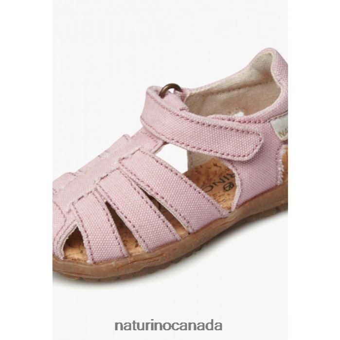 Kids SEE ORGANIC Z2N0TL22 Naturino Semi-Open Sandals In Organic Fabric Pink