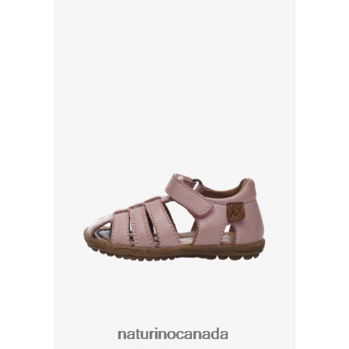 Kids SEE Z2N0TL261 Naturino Semi-Closed Leather Sandals Pink