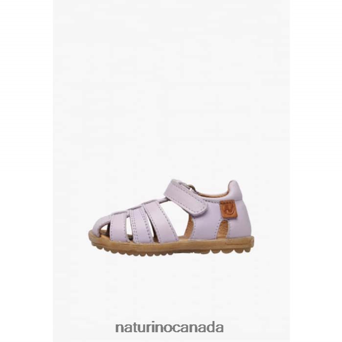 Kids SEE Z2N0TL310 Naturino Semi-Closed Leather Sandals Lilac