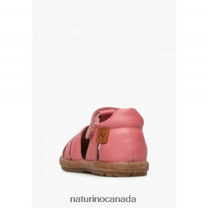Kids SEE Z2N0TL315 Naturino Semi-Closed Leather Sandals Coral