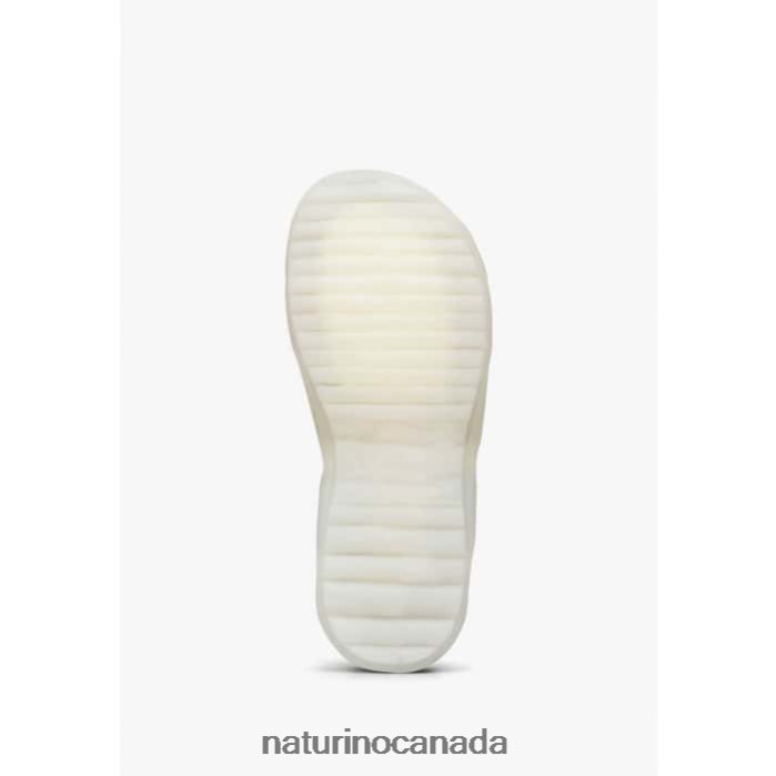 Kids SEE Z2N0TL329 Naturino Metallic Leather Semi Closed Sandals Silver-Platinum