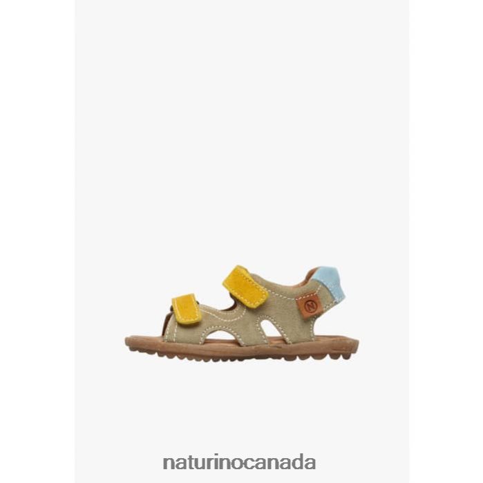Kids SKY Z2N0TL556 Naturino Suede Sandals Grey-Yellow