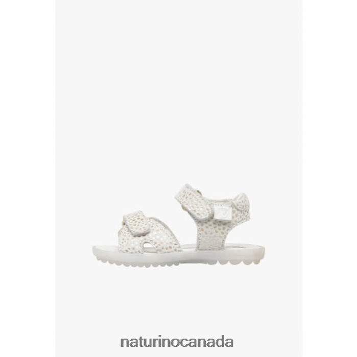 Kids SUN Z2N0TL333 Naturino Suede Sandals White-Platinum