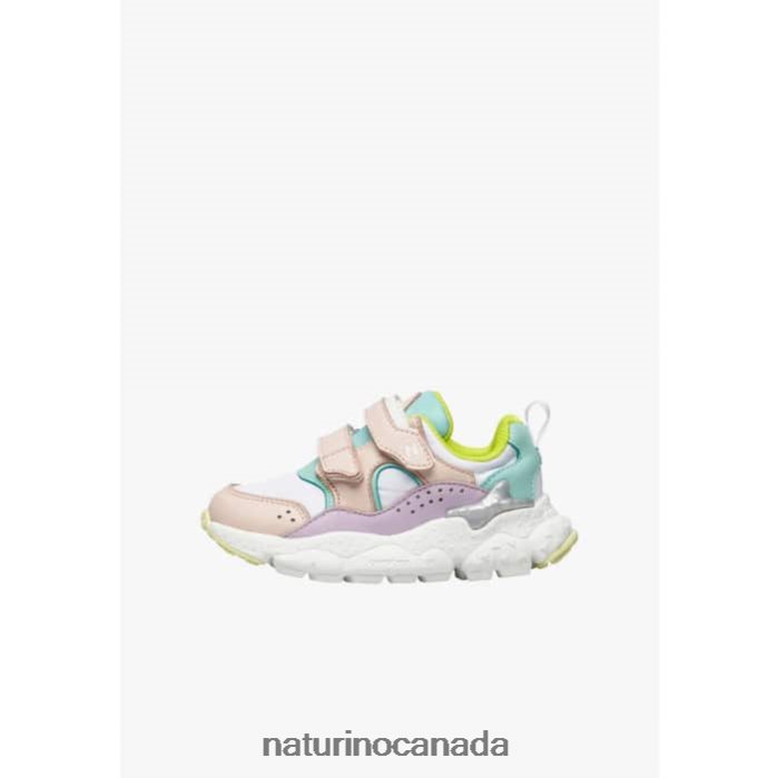 Kids AKIO JUNIOR VL. Z2N0TL44 Naturino Faux Leather and Technical Fabric Sneakers Pink-Lilac-Turquoise