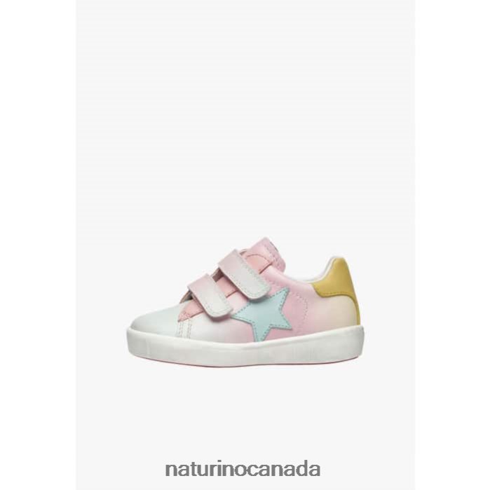 Kids ANNIE VL Z2N0TL364 Naturino Leather Sneakers with Star Patch Pink