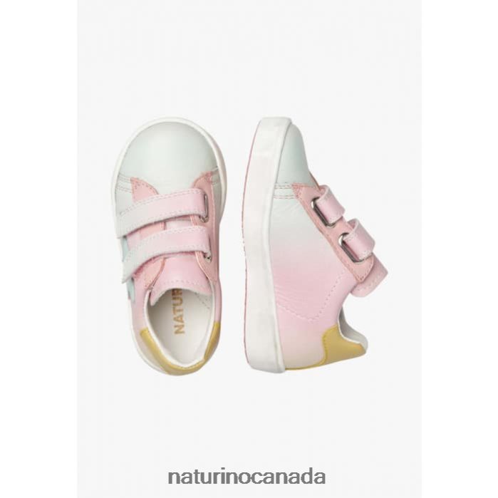 Kids ANNIE VL Z2N0TL364 Naturino Leather Sneakers with Star Patch Pink