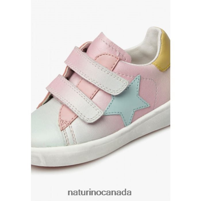 Kids ANNIE VL Z2N0TL364 Naturino Leather Sneakers with Star Patch Pink