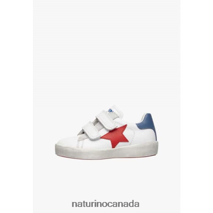 Kids ANNIE VL Z2N0TL369 Naturino Leather Sneakers with Star Patch White-Red
