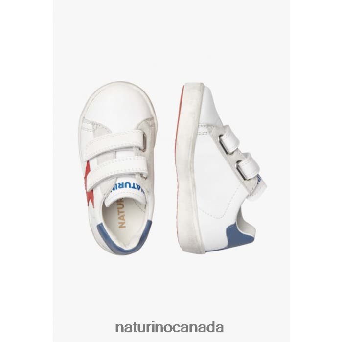 Kids ANNIE VL Z2N0TL369 Naturino Leather Sneakers with Star Patch White-Red