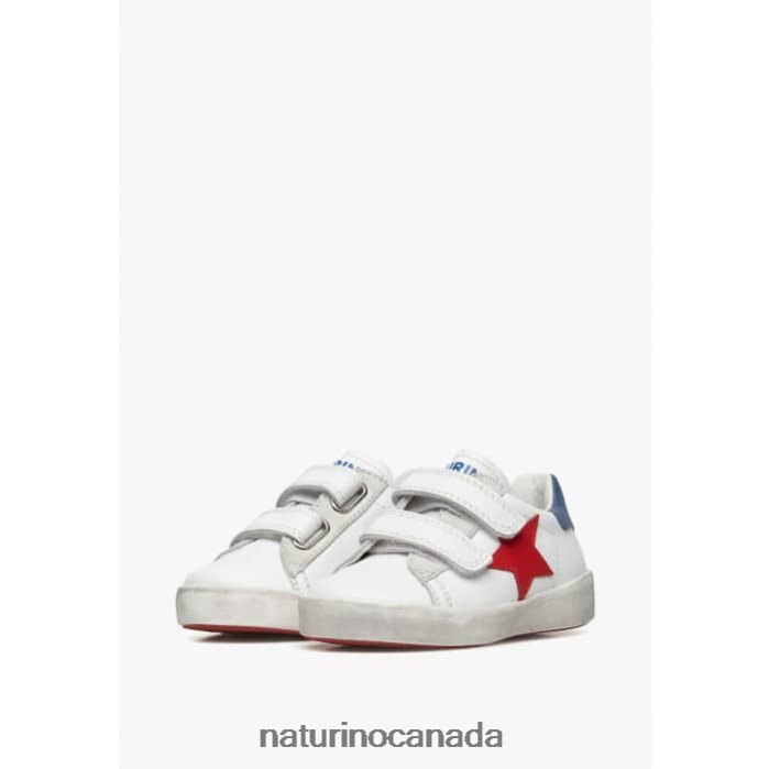Kids ANNIE VL Z2N0TL369 Naturino Leather Sneakers with Star Patch White-Red