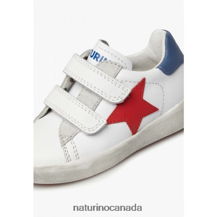 Kids ANNIE VL Z2N0TL369 Naturino Leather Sneakers with Star Patch White-Red