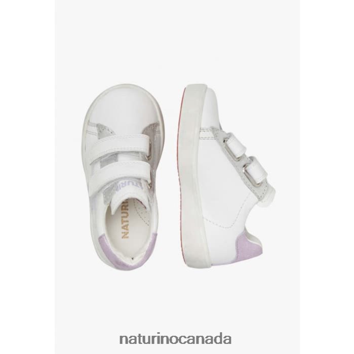 Kids ANNIE VL Z2N0TL385 Naturino Leather Sneakers with Star Patch White-Lilac