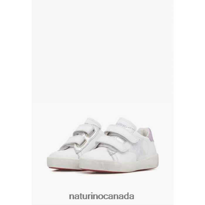 Kids ANNIE VL Z2N0TL385 Naturino Leather Sneakers with Star Patch White-Lilac