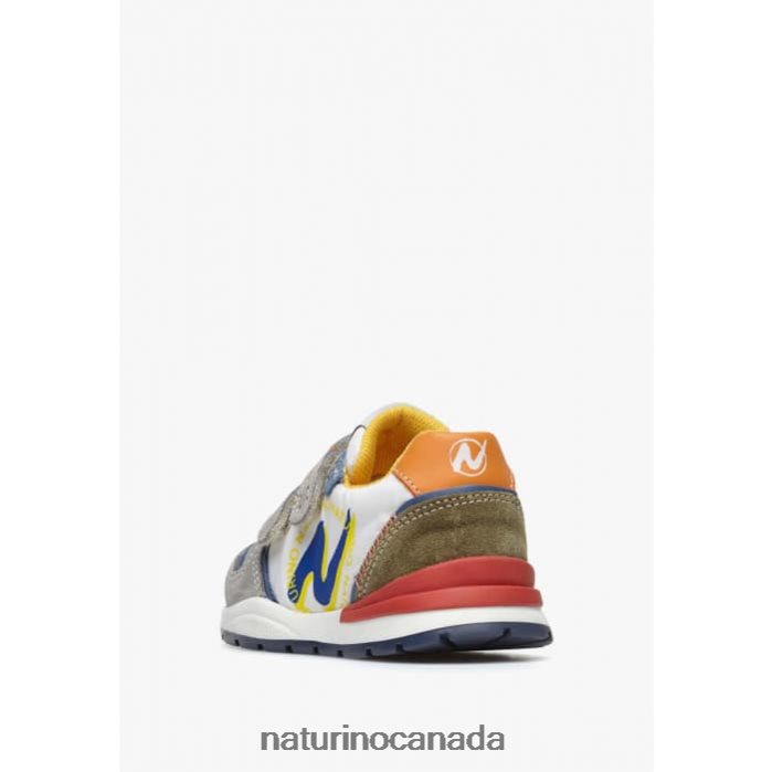 Kids ARGAL VL Z2N0TL379 Naturino Suede and Fabric Sneakers Grey-White