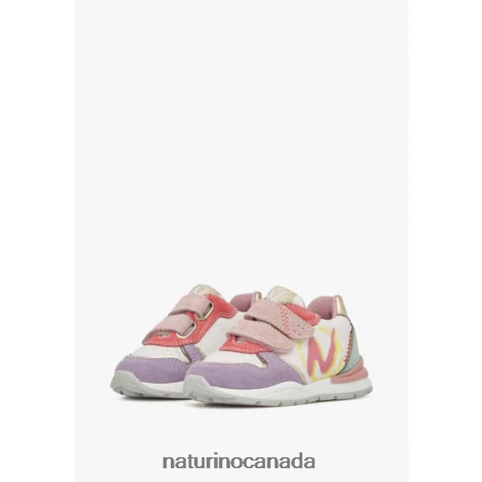 Kids ARGAL VL Z2N0TL463 Naturino Suede and Fabric Sneakers Lilac-White