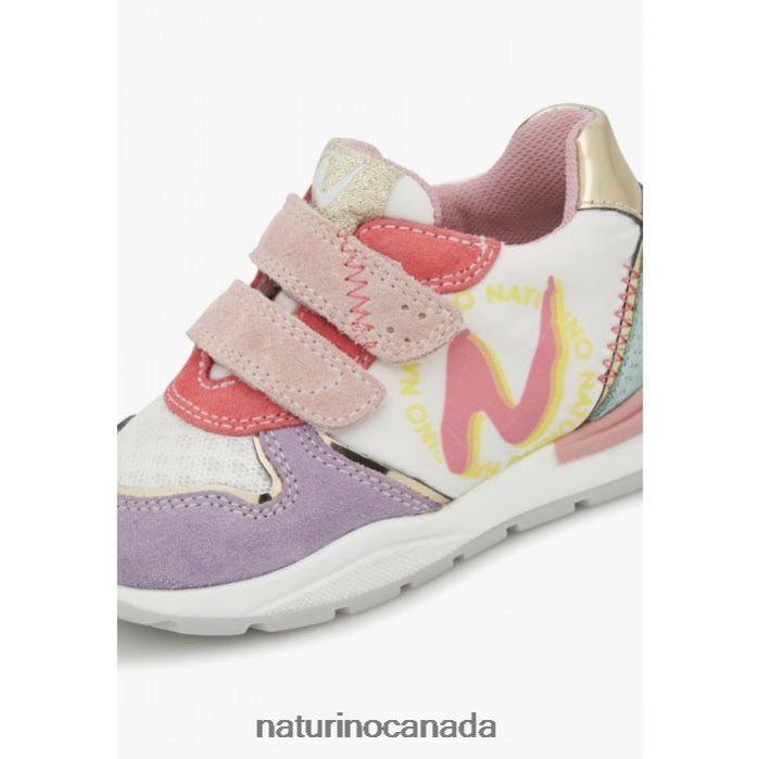 Kids ARGAL VL Z2N0TL463 Naturino Suede and Fabric Sneakers Lilac-White