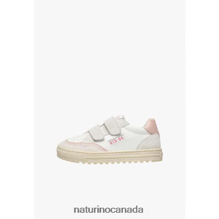 Kids ARITON VL. Z2N0TL377 Naturino Leather and Suede Sneakers White-Pink