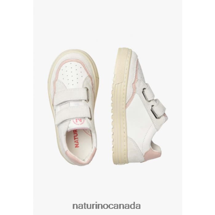 Kids ARITON VL. Z2N0TL377 Naturino Leather and Suede Sneakers White-Pink
