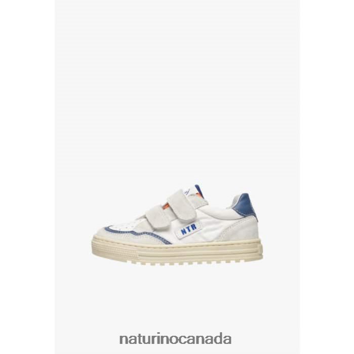 Kids ARITON VL. Z2N0TL409 Naturino Leather and Fabric Sneakers Grey-Blue