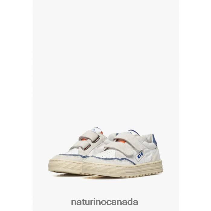 Kids ARITON VL. Z2N0TL409 Naturino Leather and Fabric Sneakers Grey-Blue