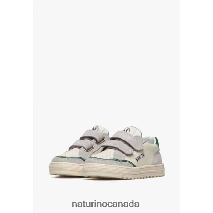 Kids ARITON VL. Z2N0TL450 Naturino Leather and Suede Sneakers Grey-Green