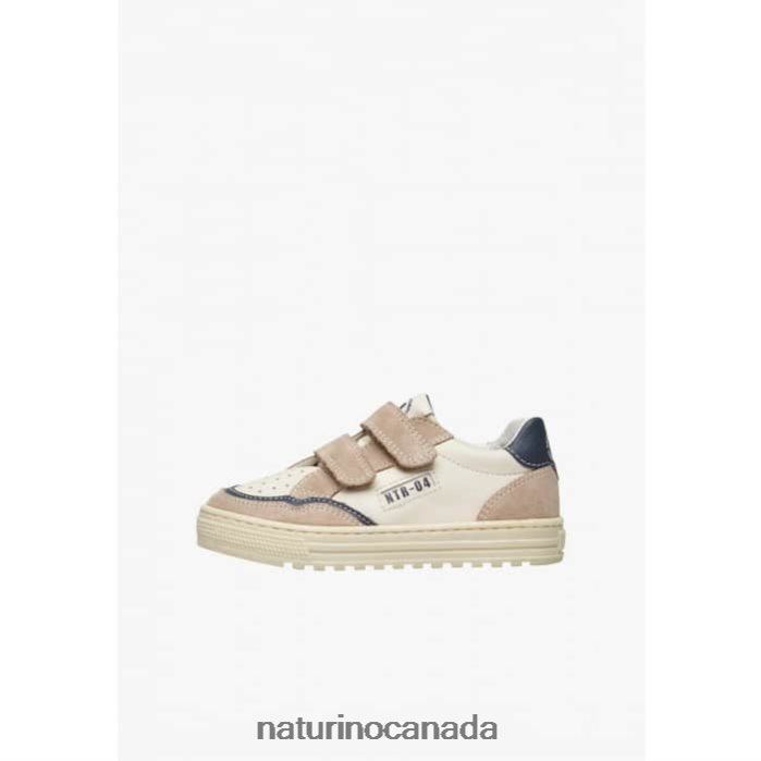 Kids ARITON VL. Z2N0TL495 Naturino Leather and Suede Sneakers Beige-White