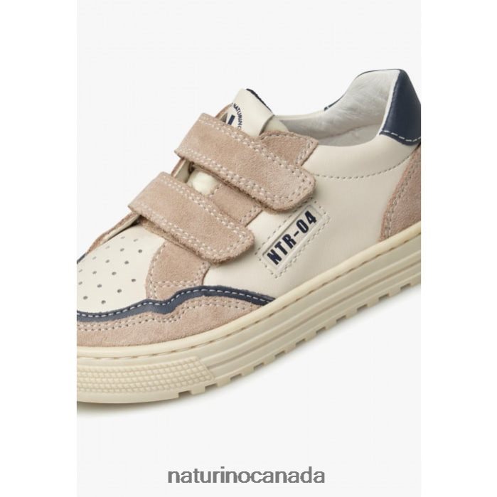 Kids ARITON VL. Z2N0TL495 Naturino Leather and Suede Sneakers Beige-White