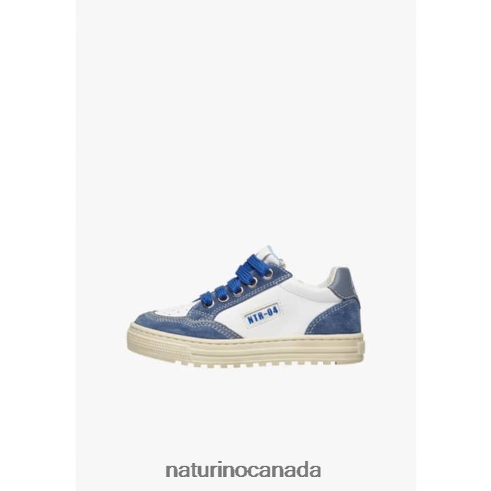 Kids ARITON ZIP. Z2N0TL497 Naturino Leather and Suede Sneakers White-Blue