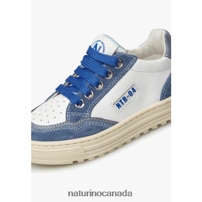 Kids ARITON ZIP. Z2N0TL497 Naturino Leather and Suede Sneakers White-Blue