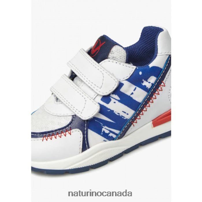 Kids BLEY VL Z2N0TL400 Naturino Suede and Fabric Sneakers White-Blue