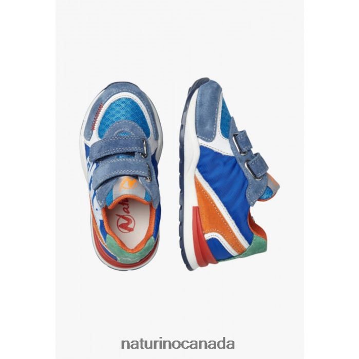 Kids BLEY VL Z2N0TL470 Naturino Suede and Fabric Sneakers Blue-Red