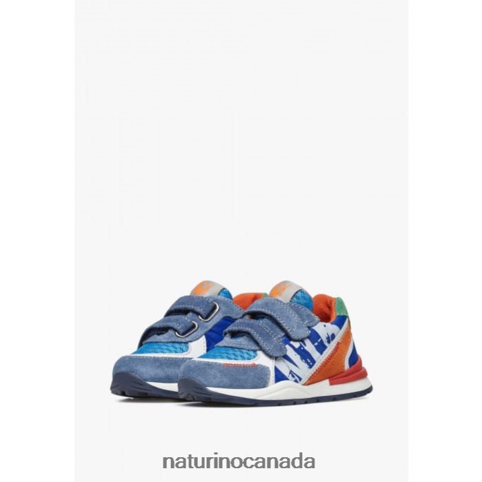 Kids BLEY VL Z2N0TL470 Naturino Suede and Fabric Sneakers Blue-Red