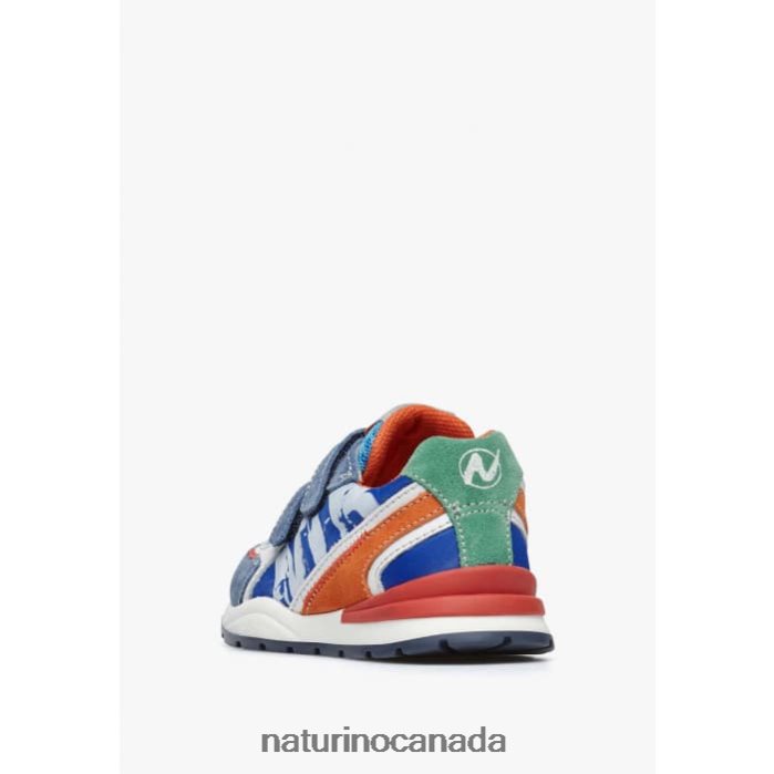 Kids BLEY VL Z2N0TL470 Naturino Suede and Fabric Sneakers Blue-Red