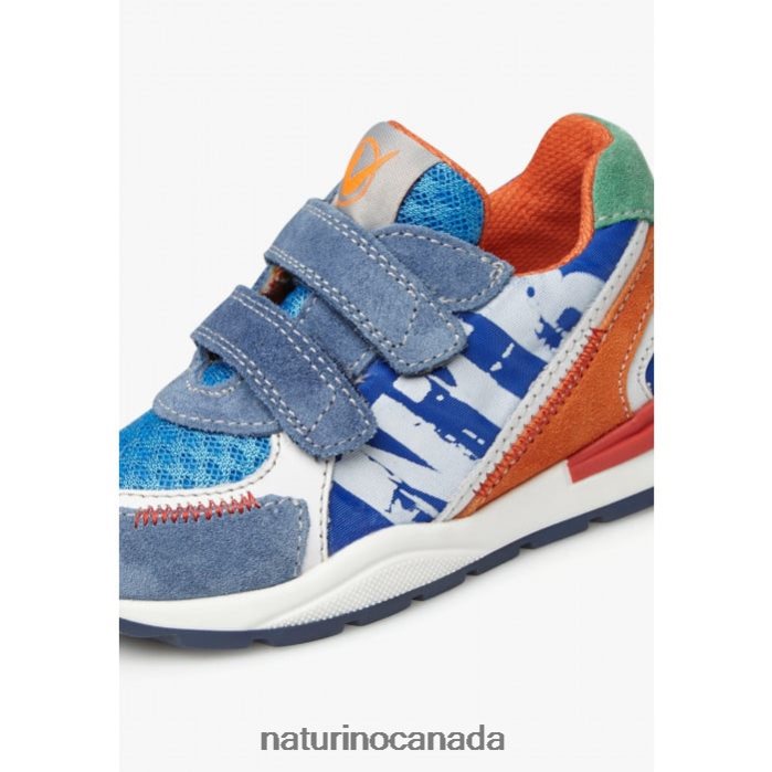 Kids BLEY VL Z2N0TL470 Naturino Suede and Fabric Sneakers Blue-Red