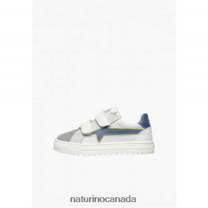 Kids BLITZ VL. Z2N0TL390 Naturino Leather and Suede Sneakers Grey-Blue