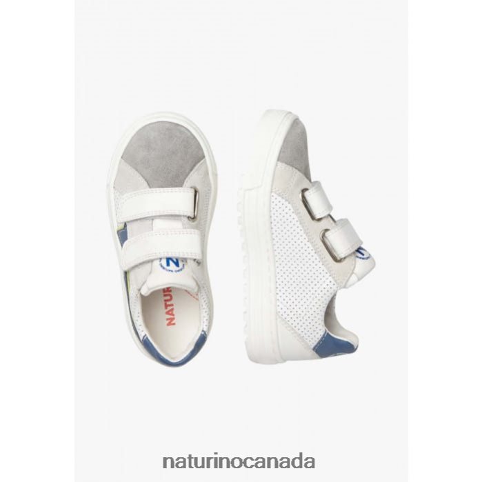 Kids BLITZ VL. Z2N0TL390 Naturino Leather and Suede Sneakers Grey-Blue