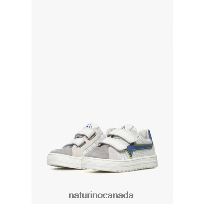 Kids BLITZ VL. Z2N0TL390 Naturino Leather and Suede Sneakers Grey-Blue