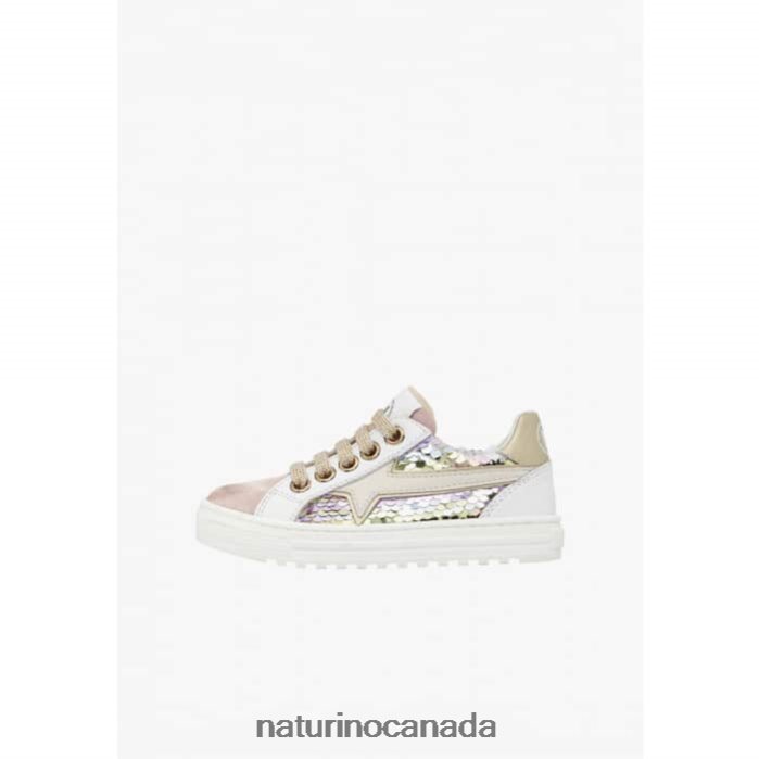 Kids BLITZ ZIP. Z2N0TL383 Naturino Leather and Suede Sneakers Powder Pink