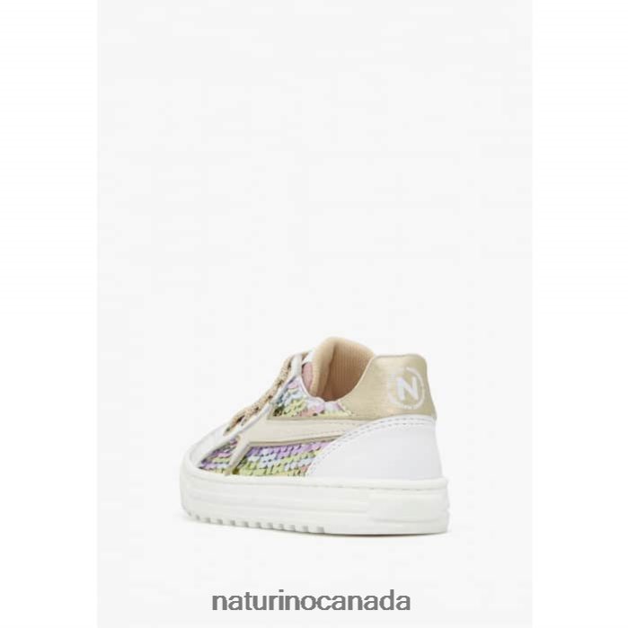 Kids BLITZ ZIP. Z2N0TL383 Naturino Leather and Suede Sneakers Powder Pink