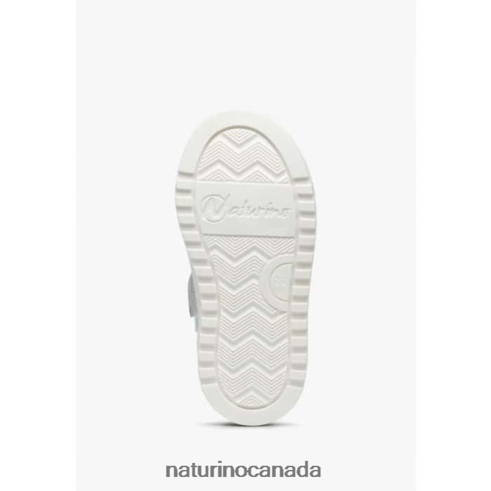 Kids BLITZ ZIP. Z2N0TL387 Naturino Leather and Suede Sneakers Grey-Fluo Green