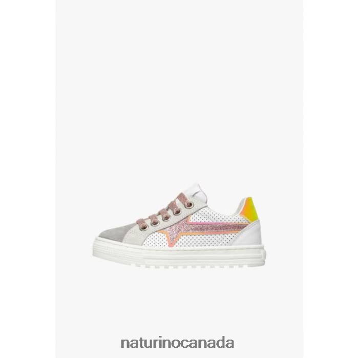 Kids BLITZ ZIP. Z2N0TL423 Naturino Leather and Suede Sneakers Grey-Pink