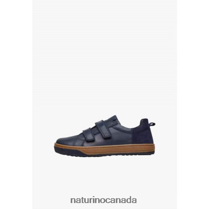 Kids CALEB VL Z2N0TL435 Naturino Nappa Leather and Suede Sneakers Navy