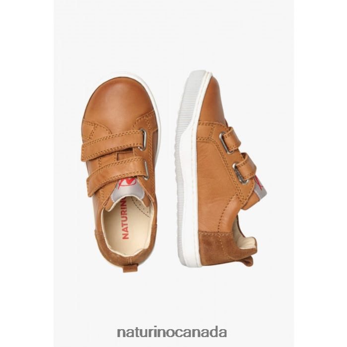 Kids CALEB VL Z2N0TL524 Naturino Nappa Leather and Suede Sneakers Brown